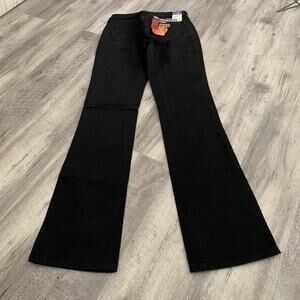Wrangler Jeans Womens 1x36 Cowboy Cut Low Rise Slim Fit Boot Cut Black Denim NEW